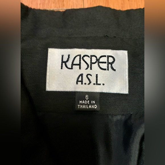 Women's 6 Wooden Button Linen Blend KASPER ASL Blazer Jacket Coat Top - Picture 5 of 15